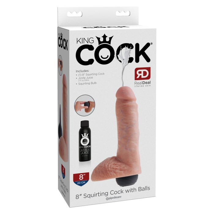KING COCK 8" SQUIRTING COCK WITH BALLS - LIGHT KING COCK 8" SQUIRTING COCK WITH BALLS - LIGHT