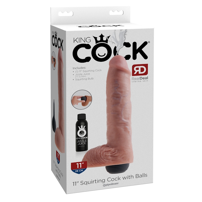 SQUIRTING DILDO W/ BALLS 11" LIGHT KING COCK SQUIRTING DILDO W/ BALLS 11" LIGHT KING COCK
