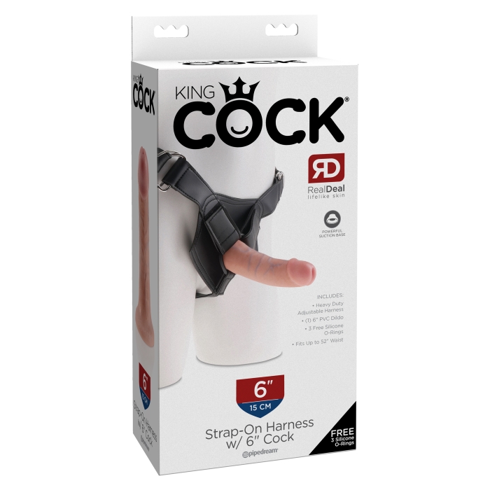 KING COCK STRAP-ON HARNESS WITH 6" COCK - LIGHT KING COCK STRAP-ON HARNESS WITH 6" COCK - LIGHT