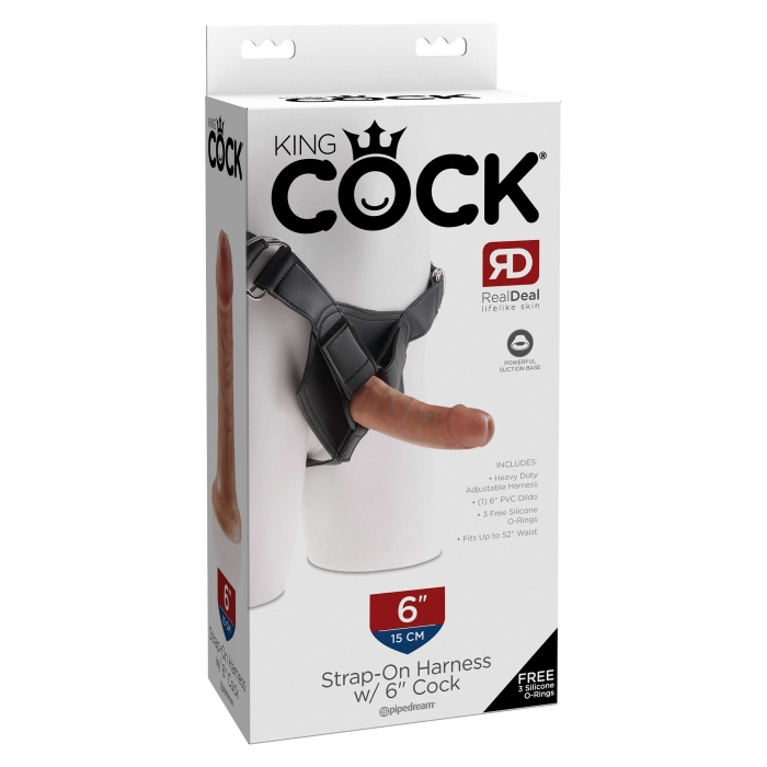 KING COCK STRAP-ON HARNESS WITH 6" COCK - TAN KING COCK STRAP-ON HARNESS WITH 6" COCK - TAN