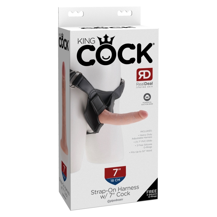 KING COCK STRAP-ON HARNESS WITH 7" COCK - LIGHT KING COCK STRAP-ON HARNESS WITH 7" COCK - LIGHT