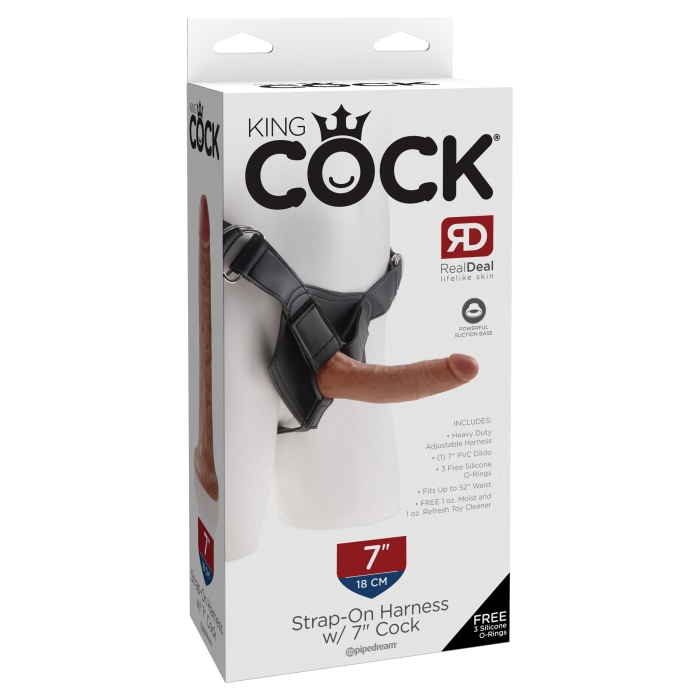 KING COCK STRAP-ON HARNESS WITH 7" COCK - TAN KING COCK STRAP-ON HARNESS WITH 7" COCK - TAN
