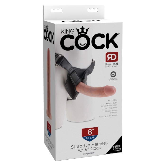 KING COCK STRAP-ON HARNESS WITH 8" COCK - LIGHT KING COCK STRAP-ON HARNESS WITH 8" COCK - LIGHT