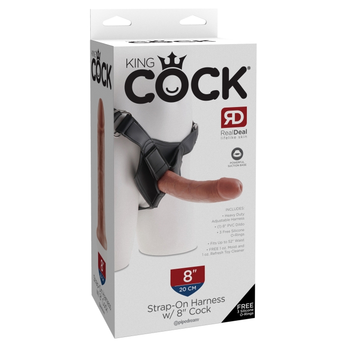 KING COCK STRAP-ON HARNESS WITH 8" COCK - TAN KING COCK STRAP-ON HARNESS WITH 8" COCK - TAN