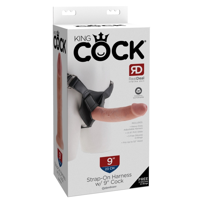 KING COCK STRAP-ON HARNESS WITH 9" COCK - LIGHT KING COCK STRAP-ON HARNESS WITH 9" COCK - LIGHT