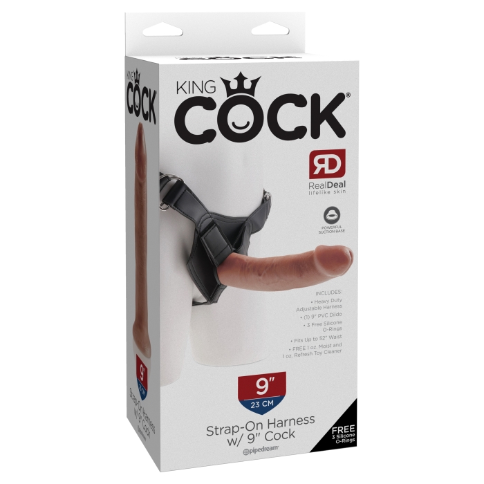 KING COCK STRAP-ON HARNESS WITH 9" COCK - TAN KING COCK STRAP-ON HARNESS WITH 9" COCK - TAN