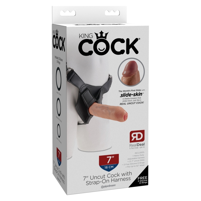 KING COCK 7" UNCUT WITH STRAP-ON HARNESS - LIGHT KING COCK 7" UNCUT WITH STRAP-ON HARNESS - LIGHT