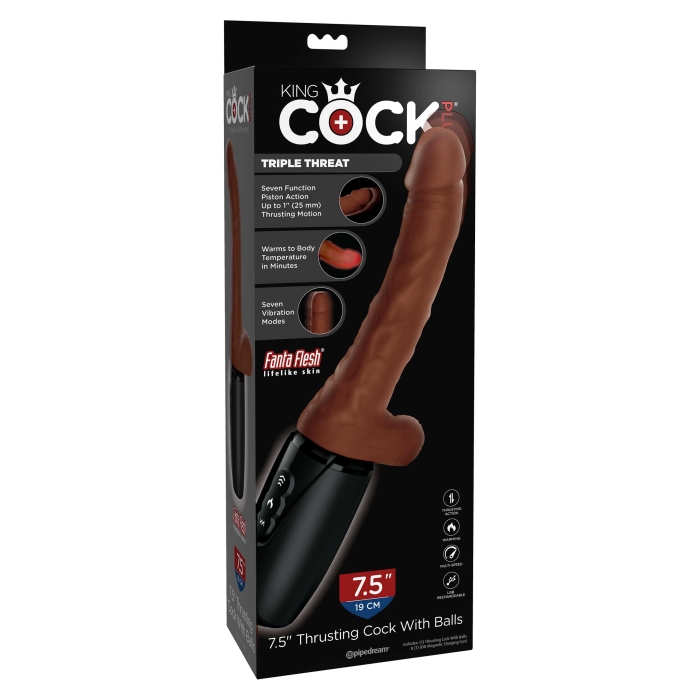 KCP 7.5" THRUSTING COCK WITH BALLS - BROWN KCP 7.5" THRUSTING COCK WITH BALLS - BROWN