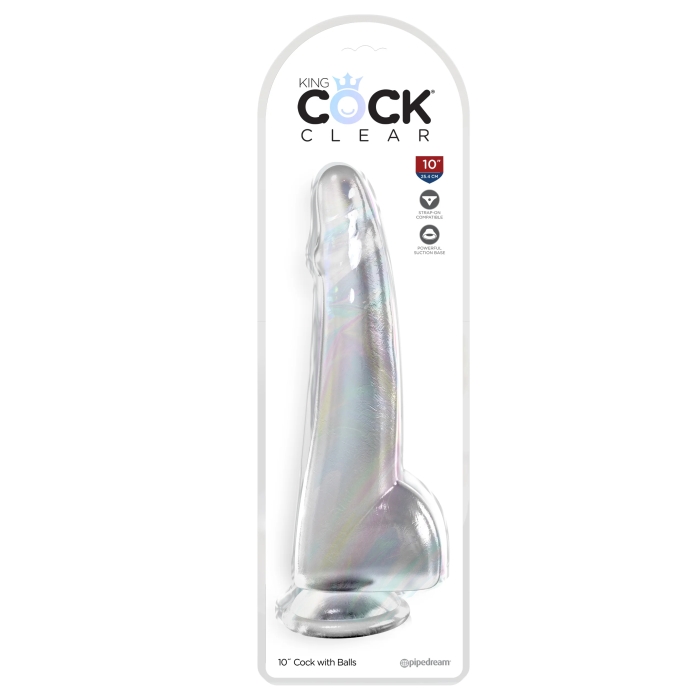KING COCK CLEAR 10" W/ BALLS - CLEAR KING COCK CLEAR 10" W/ BALLS - CLEAR