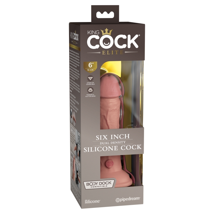 KING COCK ELITE 6" SILICONE DUAL DENSITY COCK - LIGHT