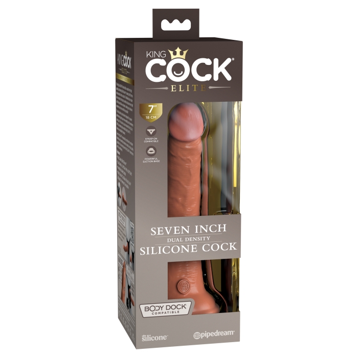 KING COCK ELITE 7" SILICONE DUAL DENSITY COCK - TAN