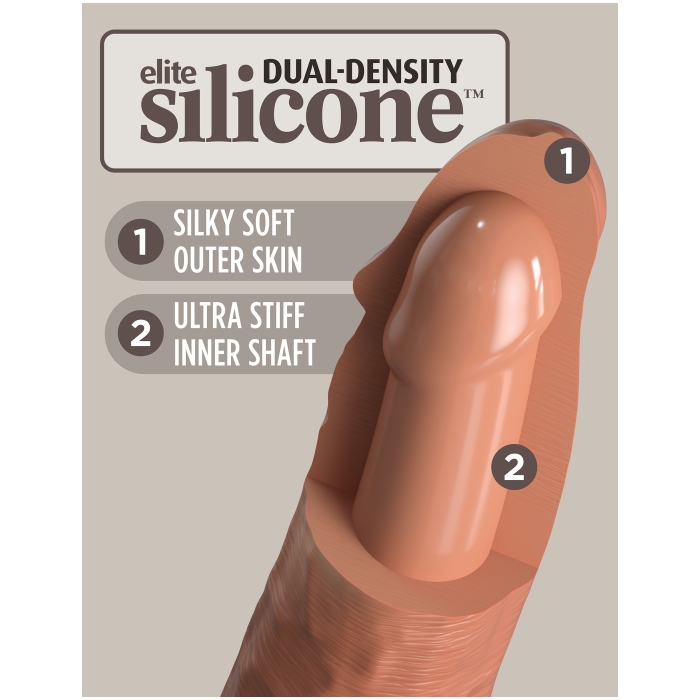 KING COCK ELITE 8" SILICONE DUAL DENSITY COCK - TAN