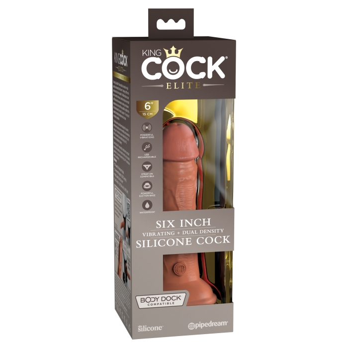 KING COCK ELITE 6" VIBE SILICONE DUAL DENSITY COCK - TAN KING COCK ELITE 6" VIBE SILICONE DUAL DENSITY COCK - TAN