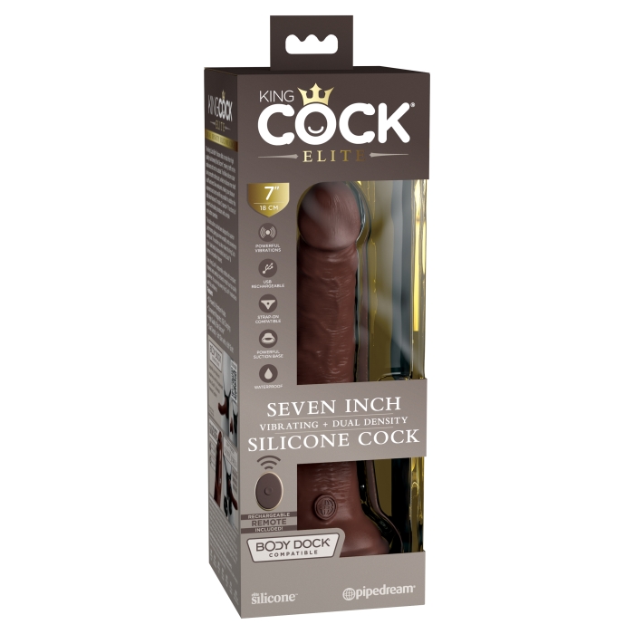 KING COCK ELITE 7" VIBE SILICONE DUAL DENSITY COCK -BROWN KING COCK ELITE 7" VIBE SILICONE DUAL DENSITY COCK -BROWN