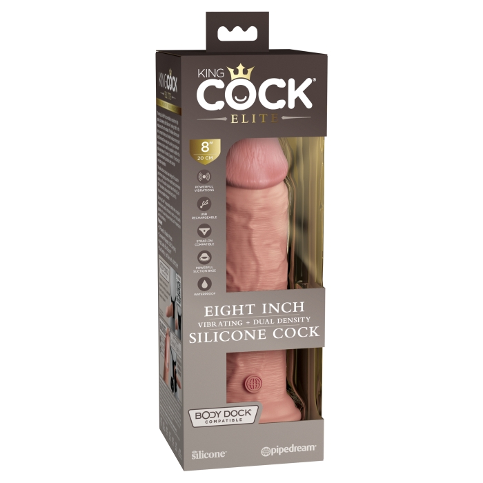 KING COCK ELITE 8" VIBE SILICONE DUAL DENSITY COCK - LIGHT KING COCK ELITE 8" VIBE SILICONE DUAL DENSITY COCK - LIGHT