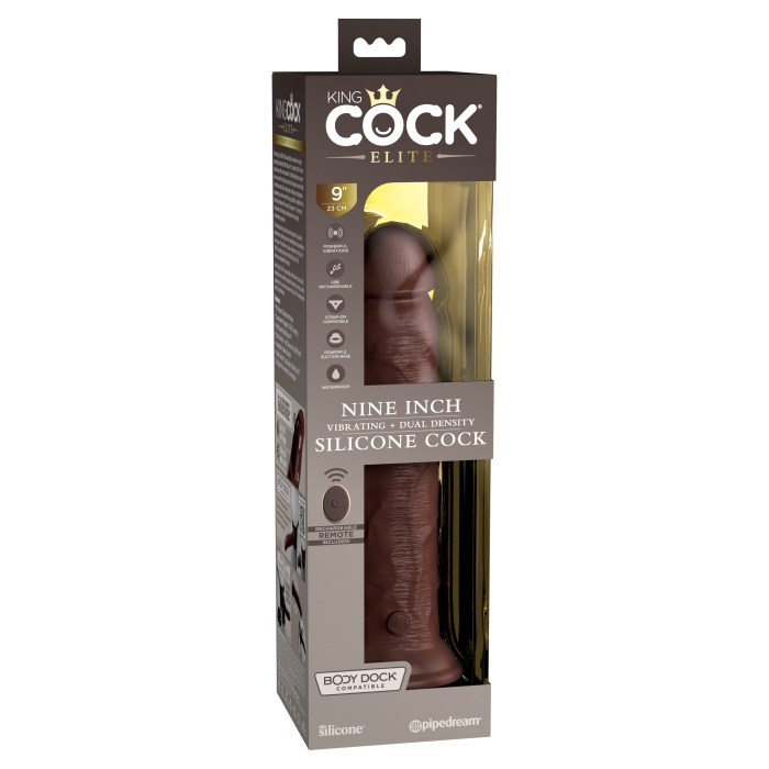 KING COCK ELITE 9" VIBE SILICONE DUAL DENSITY COCK - BROWN KING COCK ELITE 9" VIBE SILICONE DUAL DENSITY COCK - BROWN
