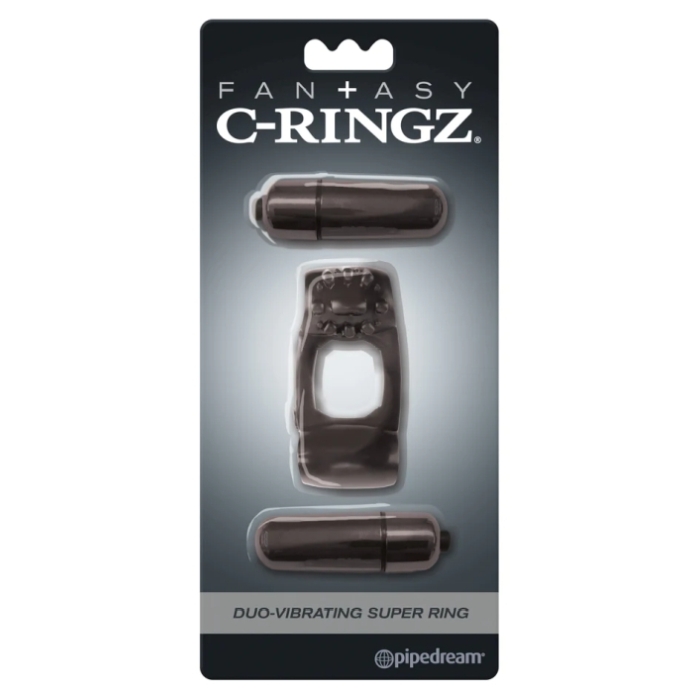 FANTASY C-RINGZ DUO VIBRATING SUPER RING - BLACK FANTASY C-RINGZ DUO VIBRATING SUPER RING - BLACK