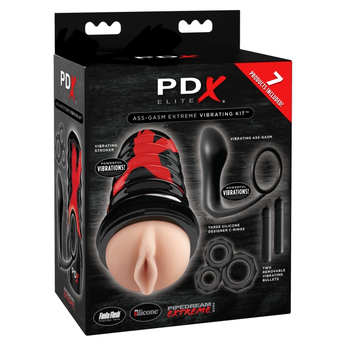 PDX ELITE ASS-GASM VIBRATING KIT - LIGHT/BLACK