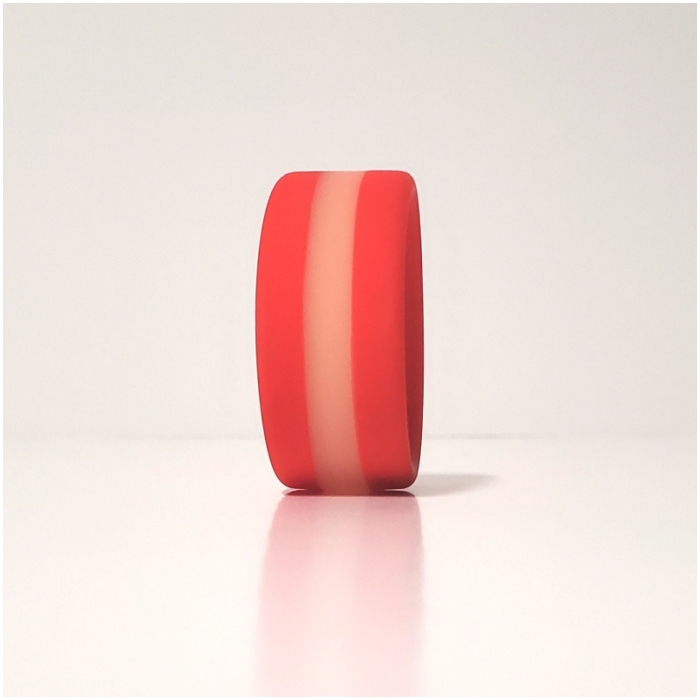 STRIPES PREMIUM BANDED SILICONE RING - RED SANGRIA