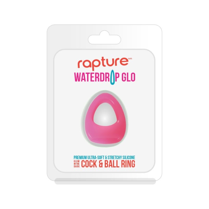 RAPTURE WATERDROP GLO COCK & BALL RING - PINK COTTON RAPTURE WATERDROP GLO COCK & BALL RING - PINK COTTON