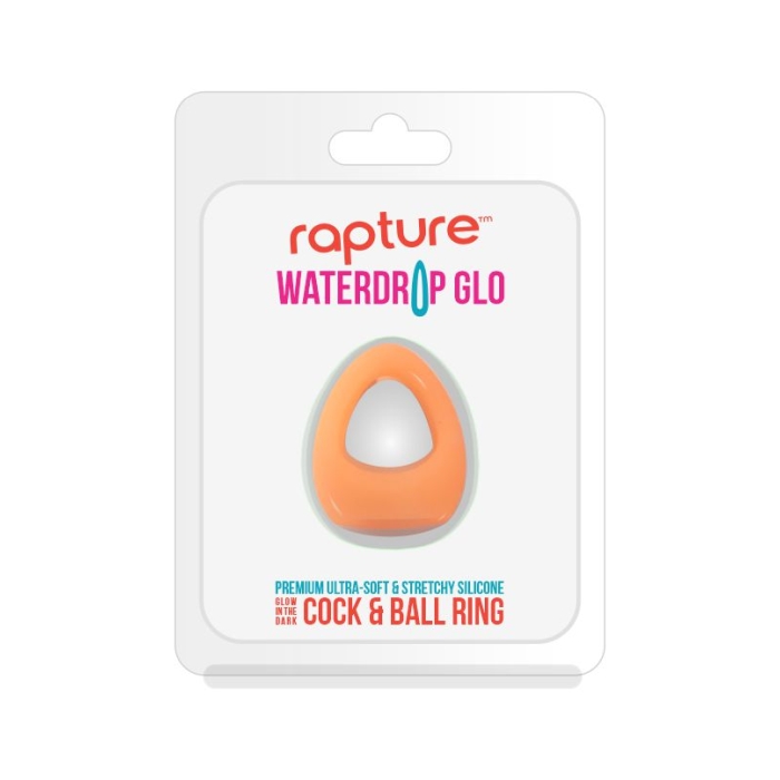 RAPTURE WATERDROP GLO COCK & BALL RING - ORANGE DREAMSICLE RAPTURE WATERDROP GLO COCK & BALL RING - ORANGE DREAMSICLE