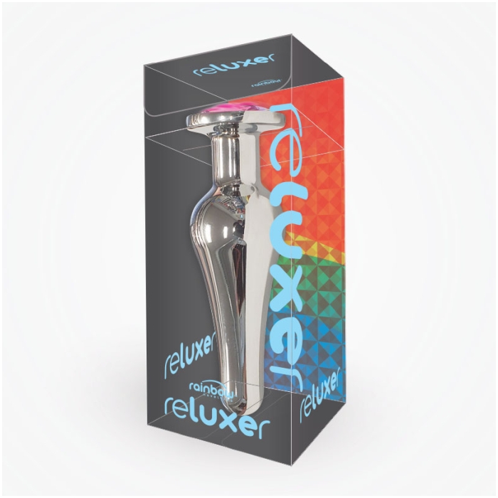 BUTT PLUG TALL STEEL 5" THE RELUXER W/ SHIMMER JEWELS BUTT PLUG TALL STEEL 5" THE RELUXER W/ SHIMMER JEWELS
