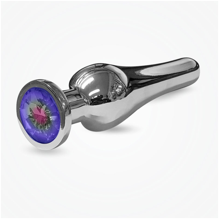 BUTT PLUG TALL STEEL 5" THE RELUXER W/ SHIMMER JEWELS
