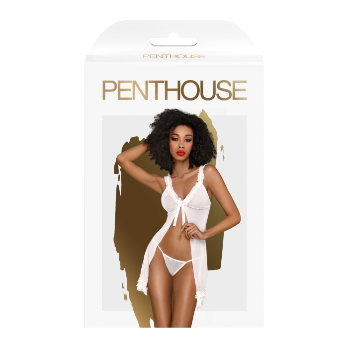 RUFFLE BABY DOLL W/ THONG 2PCS WHITE S-M AFTER SUNSET RUFFLE BABY DOLL W/ THONG 2PCS WHITE S-M AFTER SUNSET