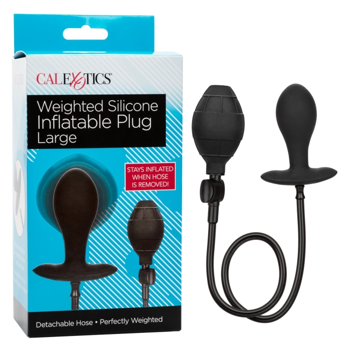 WEIGHTED SILICONE INFLATABLE PLUG LARGE - BLACK WEIGHTED SILICONE INFLATABLE PLUG LARGE - BLACK