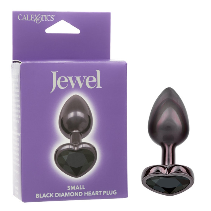 JEWEL SMALL BLACK DIAMOND HEART PLUG - BLACK JEWEL SMALL BLACK DIAMOND HEART PLUG - BLACK