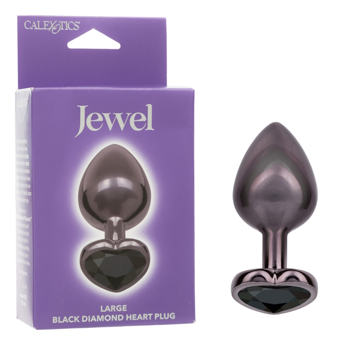 JEWEL LARGE BLACK DIAMOND HEART PLUG - BLACK JEWEL LARGE BLACK DIAMOND HEART PLUG - BLACK