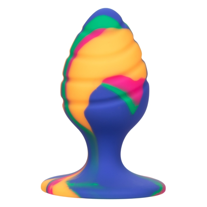 CHEEKY MEDIUM SWIRL BUTT PLUG - TIE-DYE