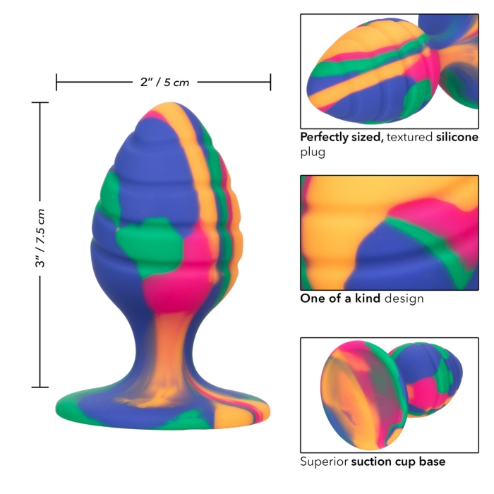 CHEEKY MEDIUM SWIRL BUTT PLUG - TIE-DYE