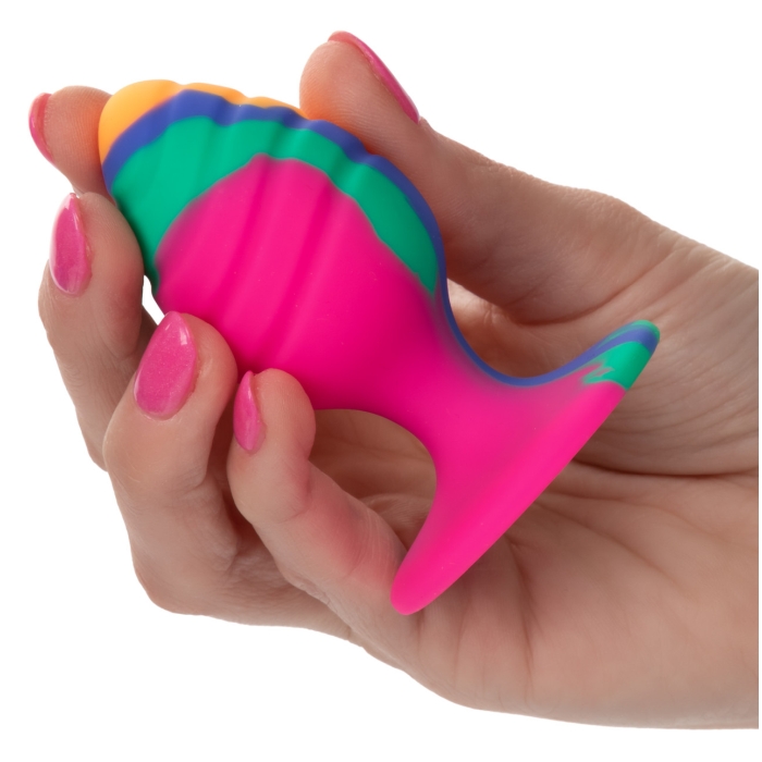 CHEEKY MEDIUM SWIRL BUTT PLUG - TIE-DYE