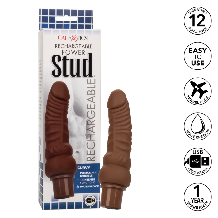 RECHARGEABLE POWER STUD CURVY VIBE - BROWN RECHARGEABLE POWER STUD CURVY VIBE - BROWN