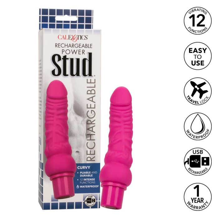 RECHARGEABLE POWER STUD CURVY VIBE - PINK RECHARGEABLE POWER STUD CURVY VIBE - PINK