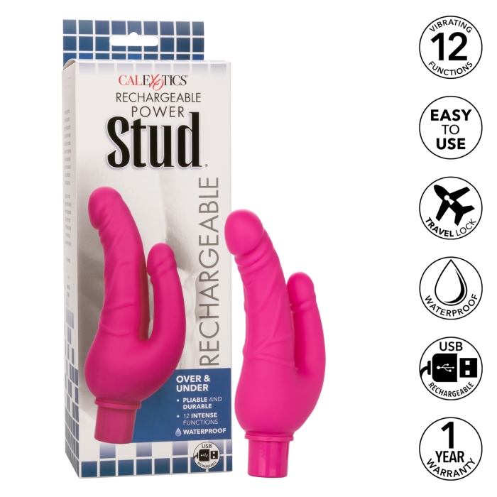RECHARGEABLE POWER STUD OVER & UNDER - PINK RECHARGEABLE POWER STUD OVER & UNDER - PINK