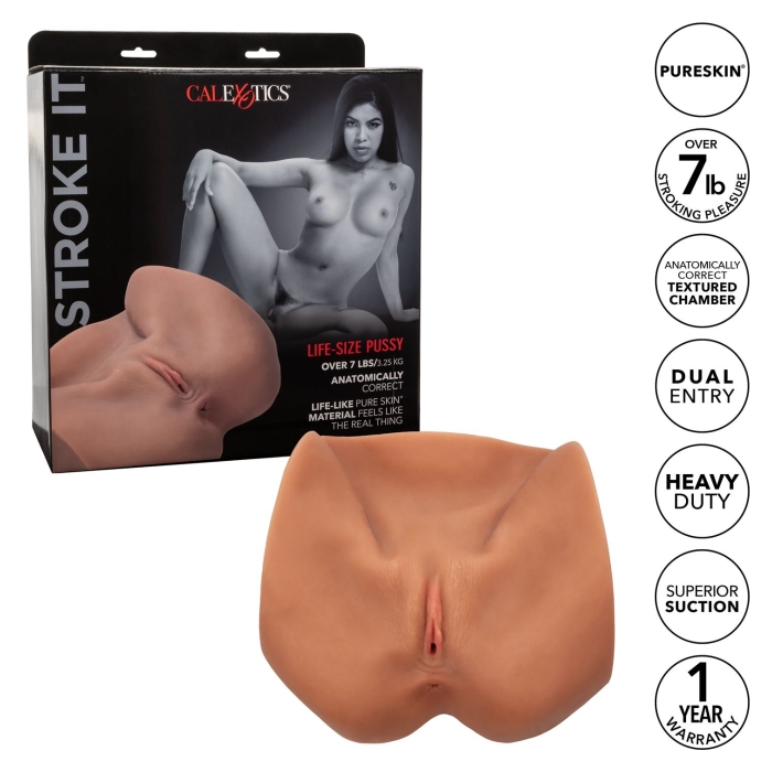 STROKE IT LIFE-SIZE PUSSY-BRN
