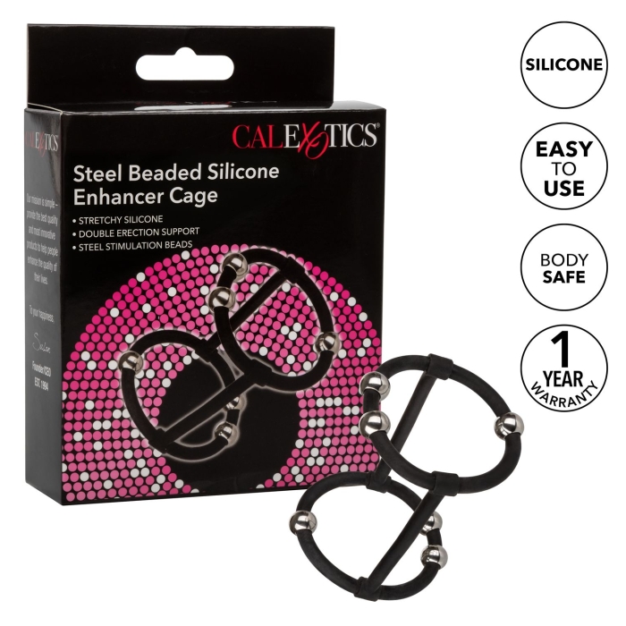 STEEL BEADED SILICONE ENHANCER CAGE - BLACK STEEL BEADED SILICONE ENHANCER CAGE - BLACK
