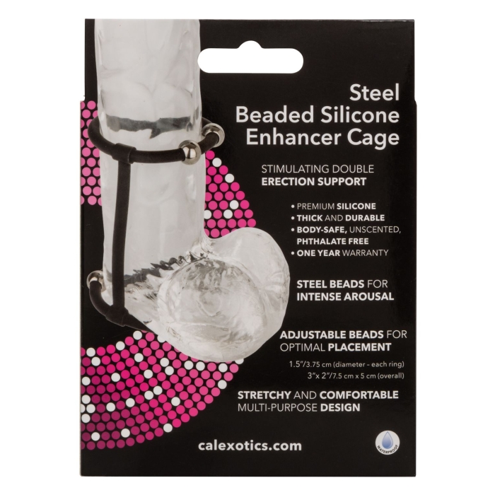 STEEL BEADED SILICONE ENHANCER CAGE - BLACK