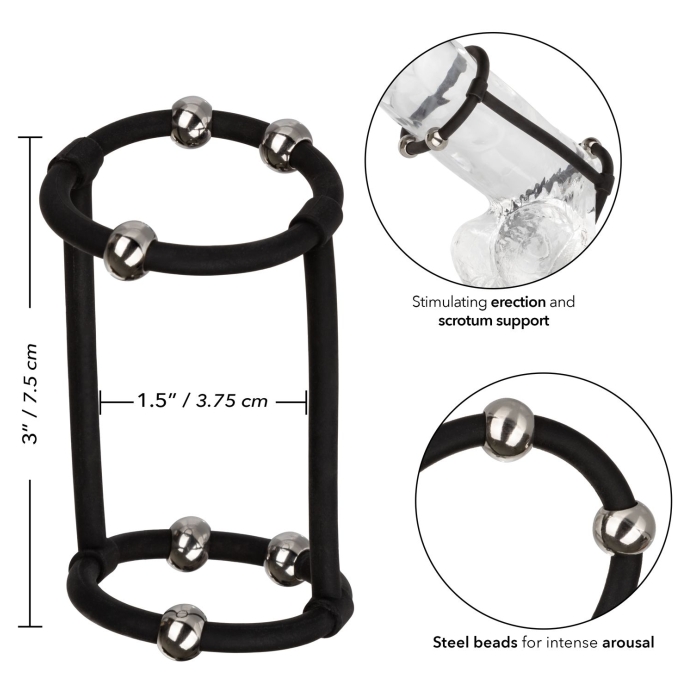 STEEL BEADED SILICONE ENHANCER CAGE - BLACK