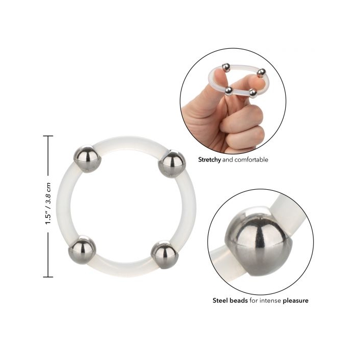 STEEL BEADED SILICONE RING - LARGE