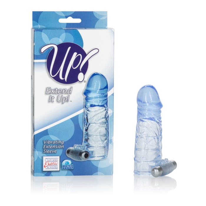 UP! EXTEND IT UP! VIBRATING EXTENSION SLEEVE - BLUE UP! EXTEND IT UP! VIBRATING EXTENSION SLEEVE - BLUE