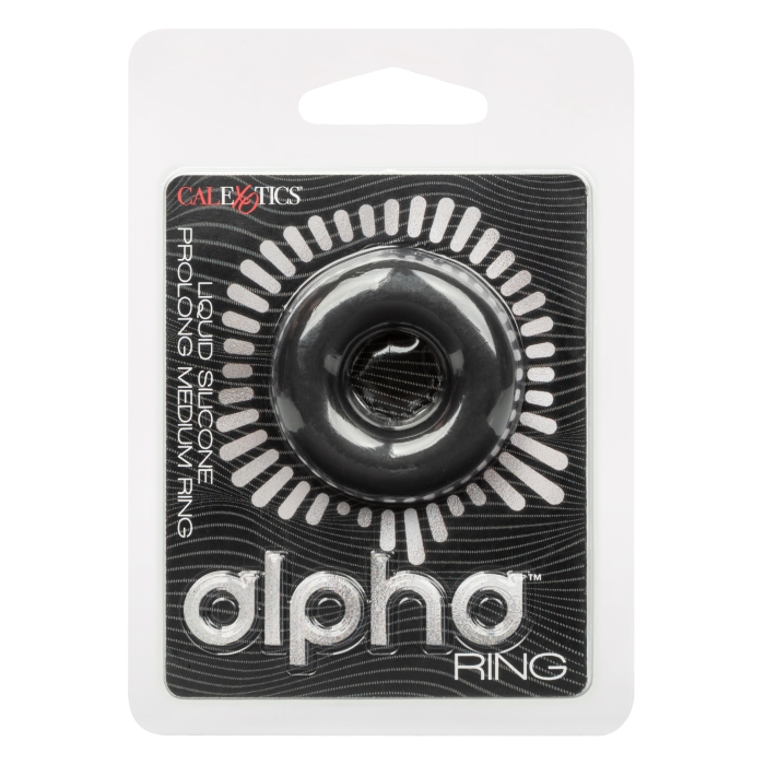 COCK RING MEDIUM BLACK ALPHA LIQUID SILICONE PROLONG