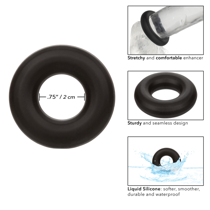 COCK RING MEDIUM BLACK ALPHA LIQUID SILICONE PROLONG
