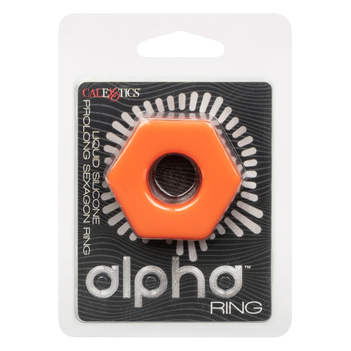 COCK RING ORANGE ALPHA LIQUID SILICONE PROLONG SEXAGON