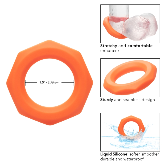 ALPHA LIQUID SILICONE SEXAGON RING - ORANGE