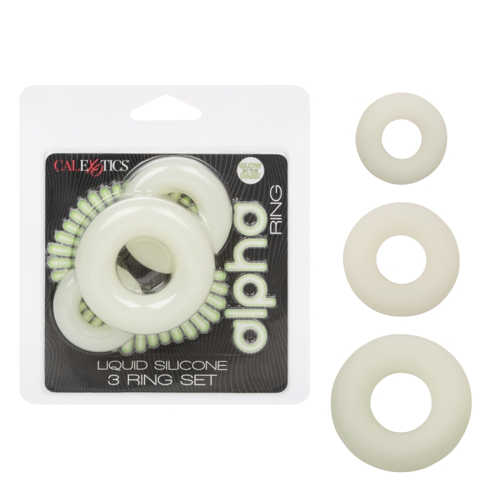 ALPHA GLOW-IN-THE-DARK LIQUID SILICONE 3 RING SET ALPHA GLOW-IN-THE-DARK LIQUID SILICONE 3 RING SET