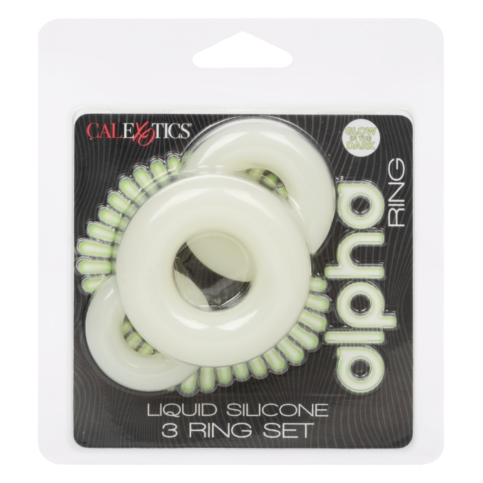 ALPHA GLOW-IN-THE-DARK LIQUID SILICONE 3 RING SET