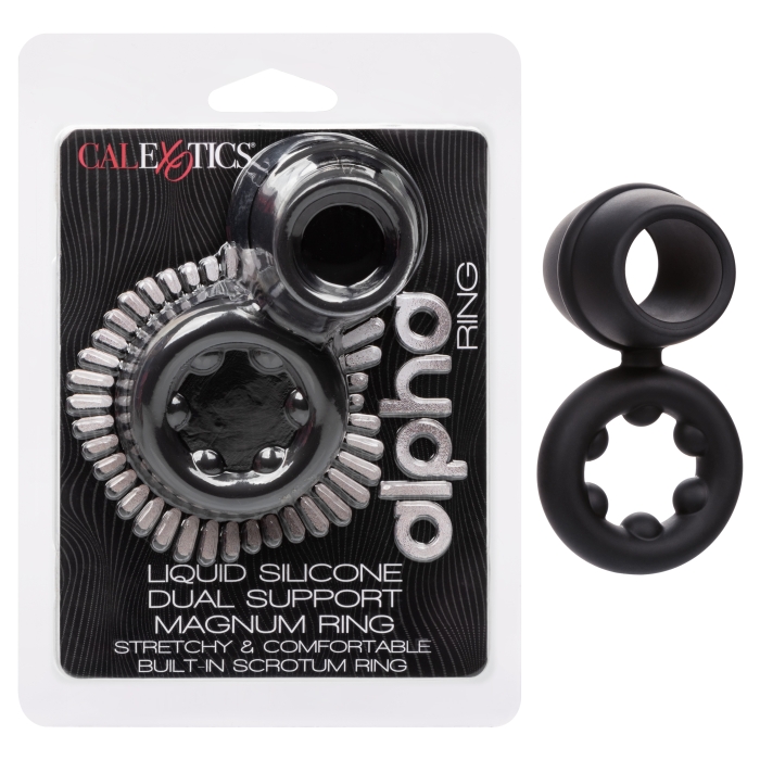 ALPHA LIQUID SILICONE DUAL MAGNUM RING - BLACK